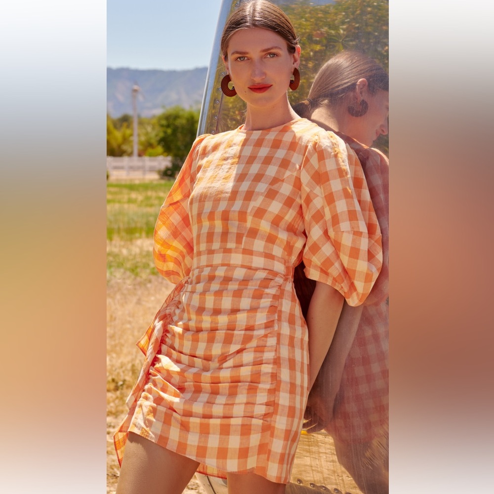 RHODE “Pia” Dress in Clementine Check